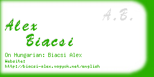 alex biacsi business card